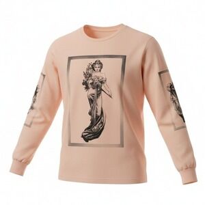 New Small Salmon Pink Seapunk Marble Statue Long Sleeve Art Deco Tee Shirt Basic